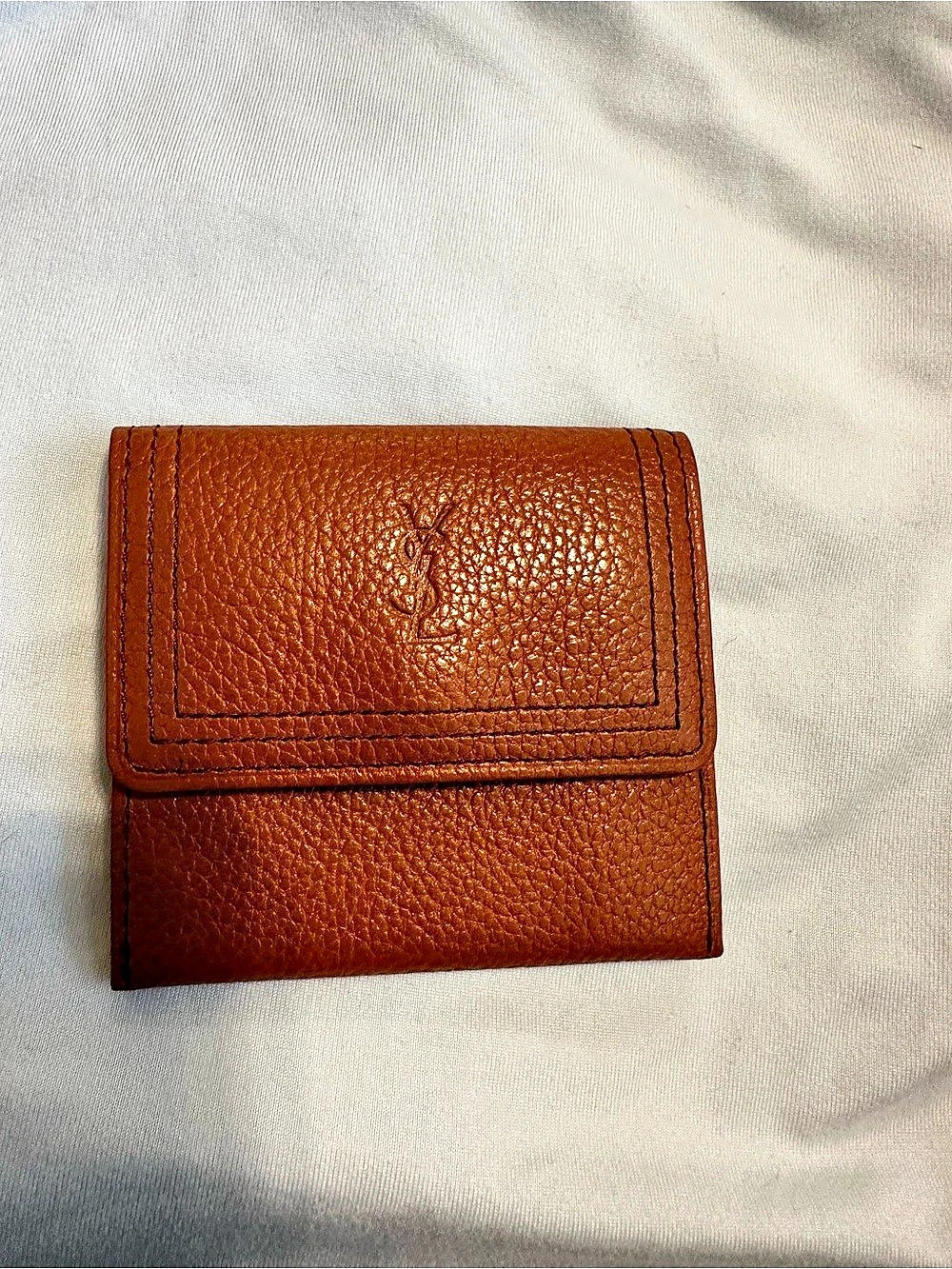 Yves Saint Laurent Embossed Logo Grained Leather Wallet